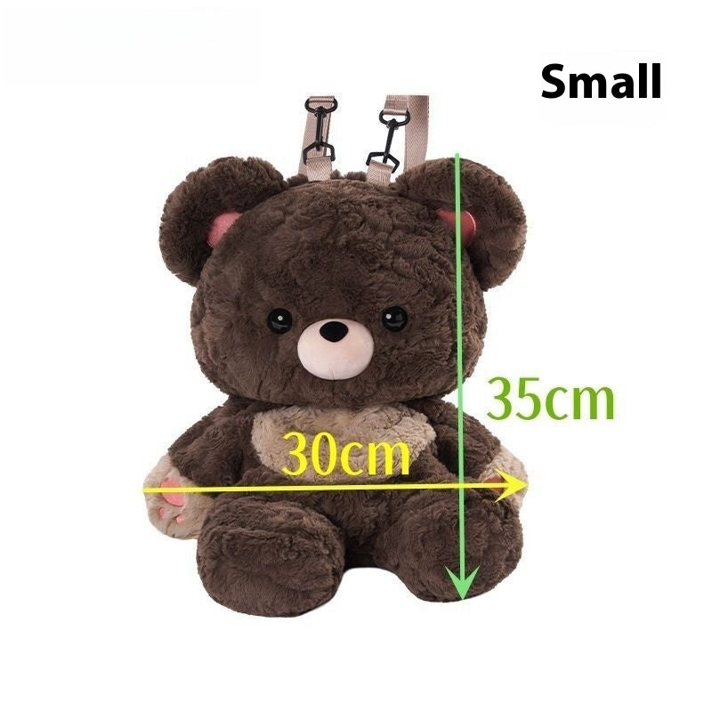 Couple's Bag Love Bear Cute Versatile Plush Bag Shoulder Backpack Doll Doll Small Schoolbag Women Men Brown Bags